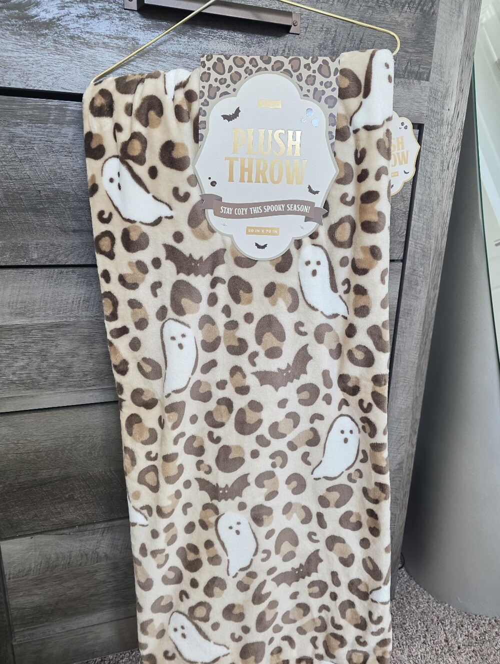 Envogue Ghost Bat Leopard Print Halloween Throw Blanket New